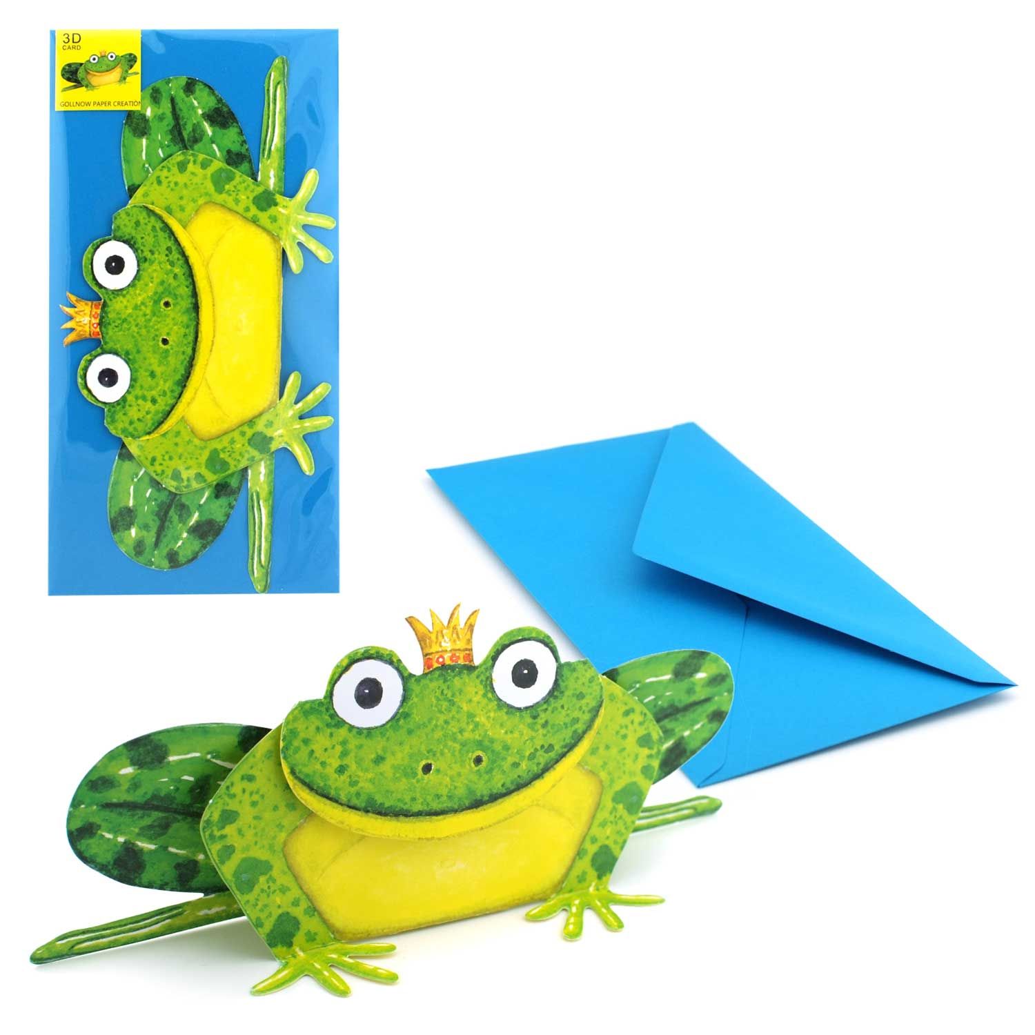 Carte pliante animaux 3D "Roi Grenouille"