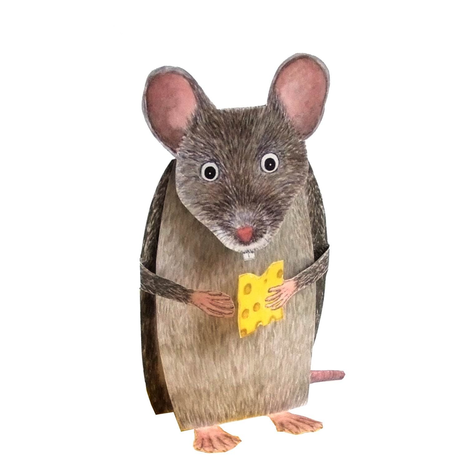 Carte pliante animalière 3D "Souris au fromage"