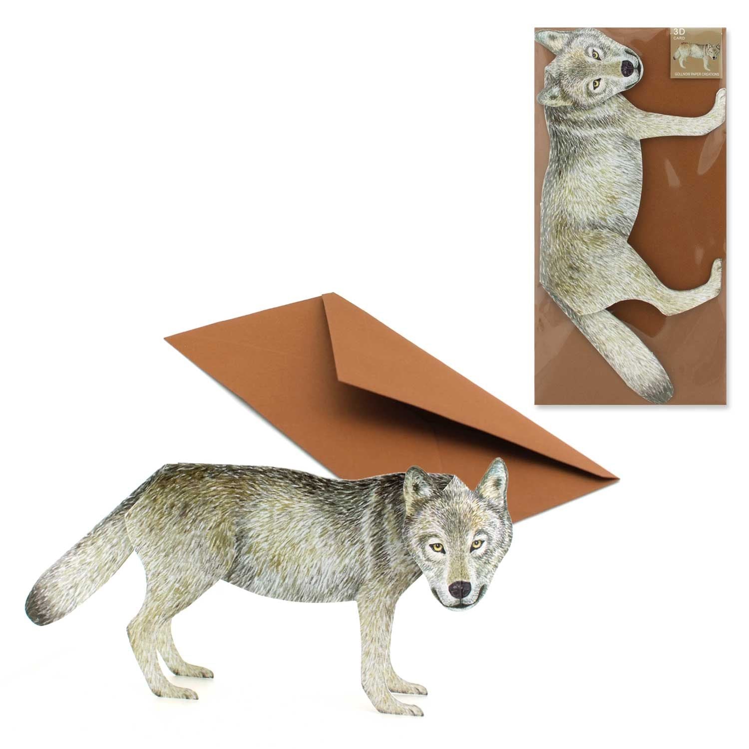 Carte pliante animal 3D "Loup"