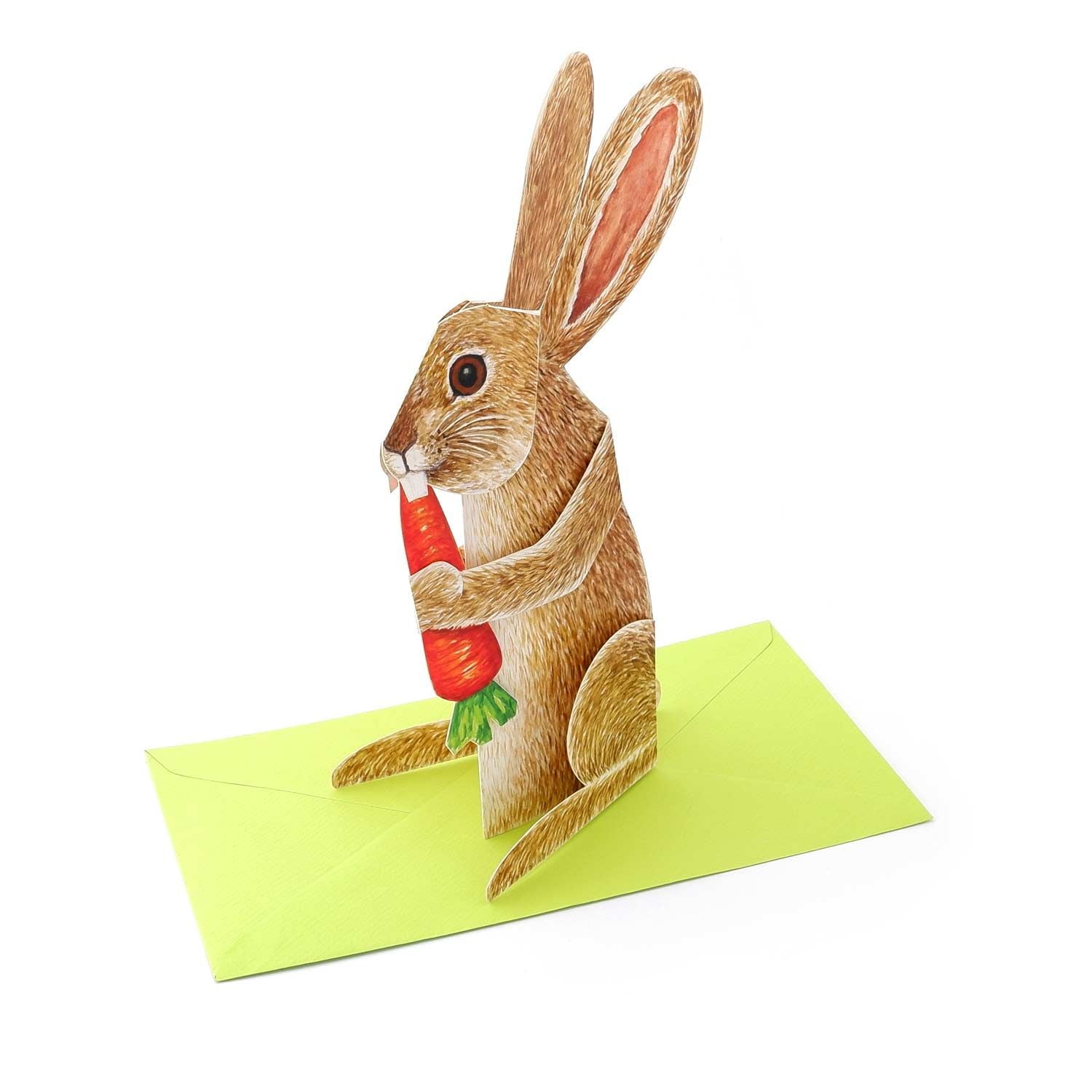 Carte pliante animal 3D "Lapin à la carotte"